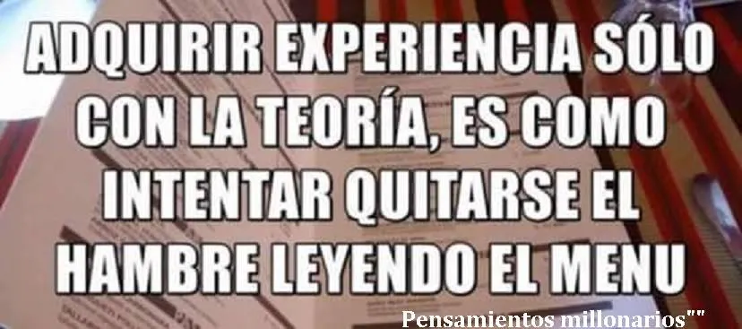 Adquirir experiencia sólo con la teoría, es como intentar quitarse el hambre leyendo el menú.