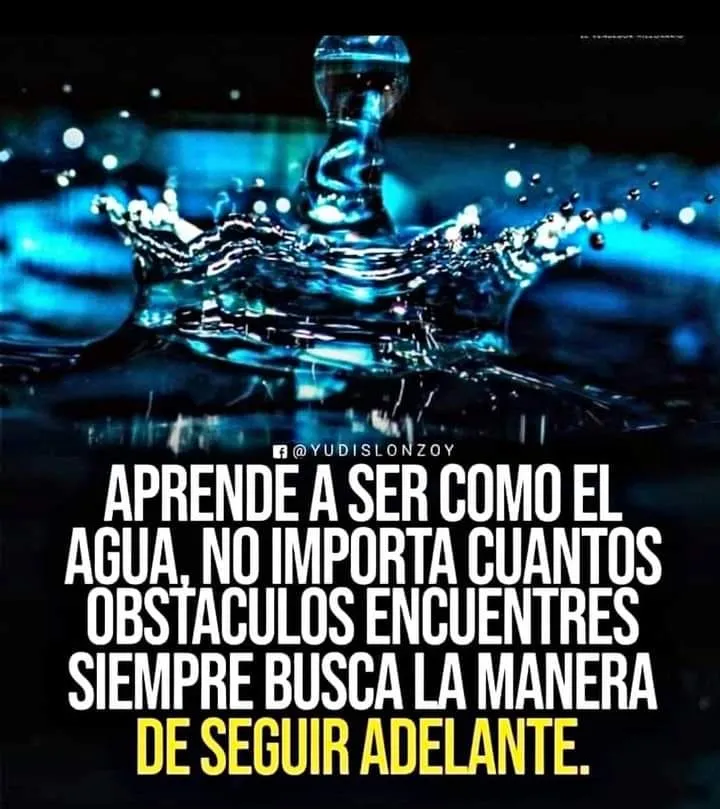 Aprende a ser como el agua, no importa cuántos obstáculos encuentres.