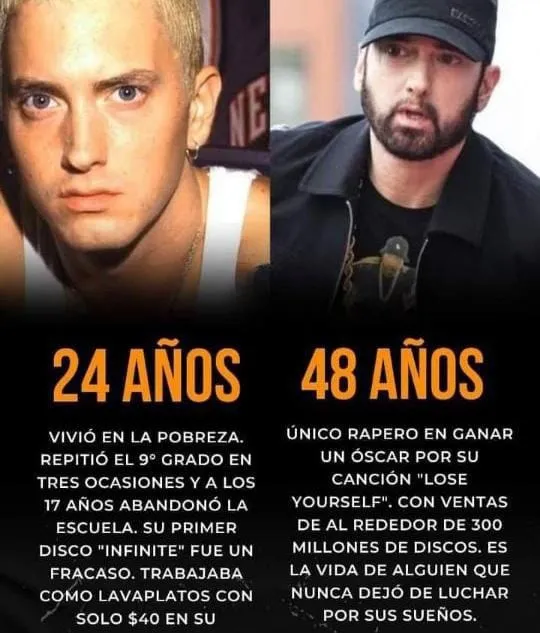 Eminem vivió en la pobreza y repitió el noveno grado en tres ocasiones.