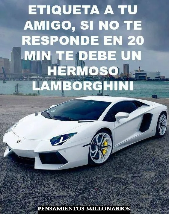 Si no te responde en min te debe un hermoso lamborghini.