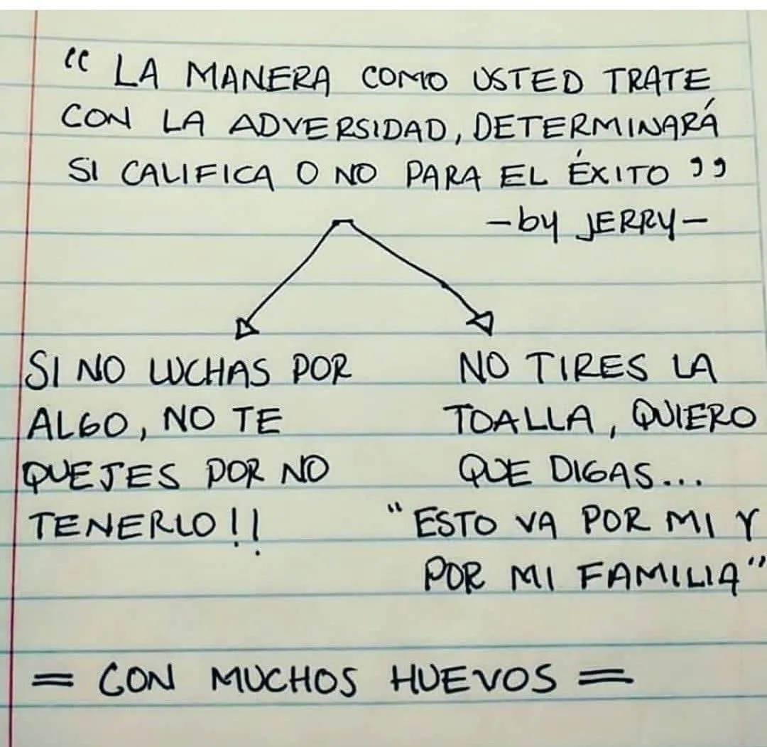 La manera como usted trate con la adversidad, determinará si califica o no para el éxito.